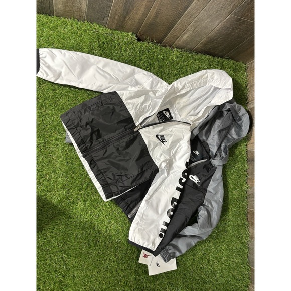 Lot of 2 Nike Toddler Jackets Size 2T Hooded Windbreaker Black White Gray - Picture 1 of 7